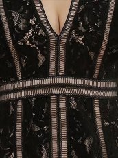 画像13: [ERUKEI Settan]総レース・ハイウエスト・Vネック・七分袖・Aライン・フレア・ミニドレス・ワンピース[MIRIN着用]《送料＆代引き手数料無料》 (13)