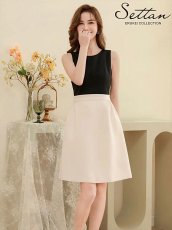 画像2: [ XS-Lサイズ / 1カラー][ERUKEI/SETTAN]ブラック×ホワイト・バックリボン・リボン・バイカラー・ノースリーブ・ミニドレス・ワンピース[送料無料] (2)