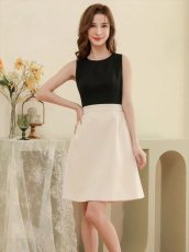 画像3: [ XS-Lサイズ / 1カラー][ERUKEI/SETTAN]ブラック×ホワイト・バックリボン・リボン・バイカラー・ノースリーブ・ミニドレス・ワンピース[送料無料] (3)