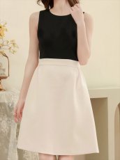 画像5: [ XS-Lサイズ / 1カラー][ERUKEI/SETTAN]ブラック×ホワイト・バックリボン・リボン・バイカラー・ノースリーブ・ミニドレス・ワンピース[送料無料] (5)