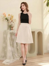 画像6: [ XS-Lサイズ / 1カラー][ERUKEI/SETTAN]ブラック×ホワイト・バックリボン・リボン・バイカラー・ノースリーブ・ミニドレス・ワンピース[送料無料] (6)