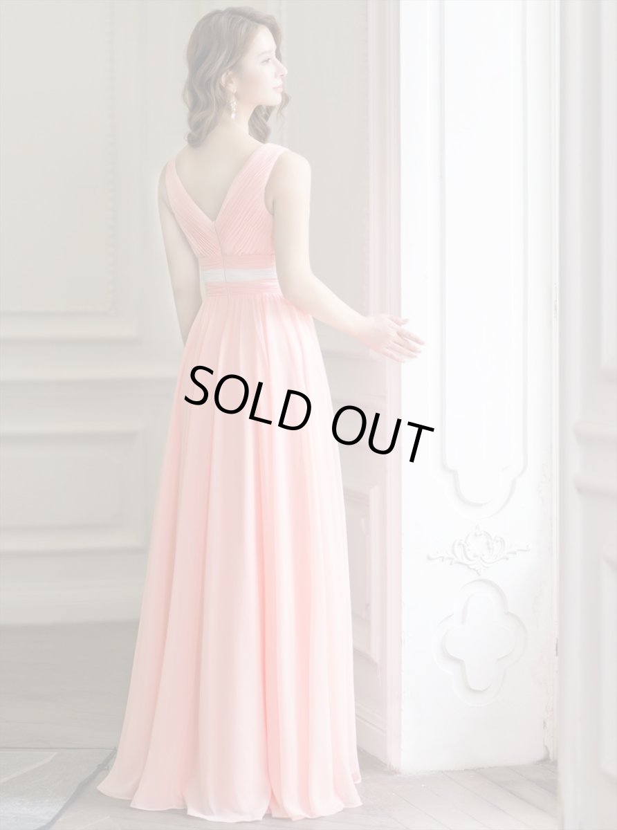 画像3: [ERUKEI/SETTAN]ピンク×ホワイト・バイカラー・ハイウエスト・シフォン・Aライン・ロングドレス[送料無料] (3)