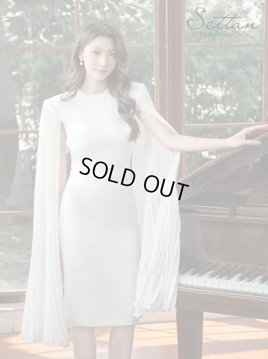 画像1: [ERUKEI/SETTAN]ホワイト・ロングスリーブ・シンプル・タイト・ミディアムドレス・ワンピース[送料無料] (1)