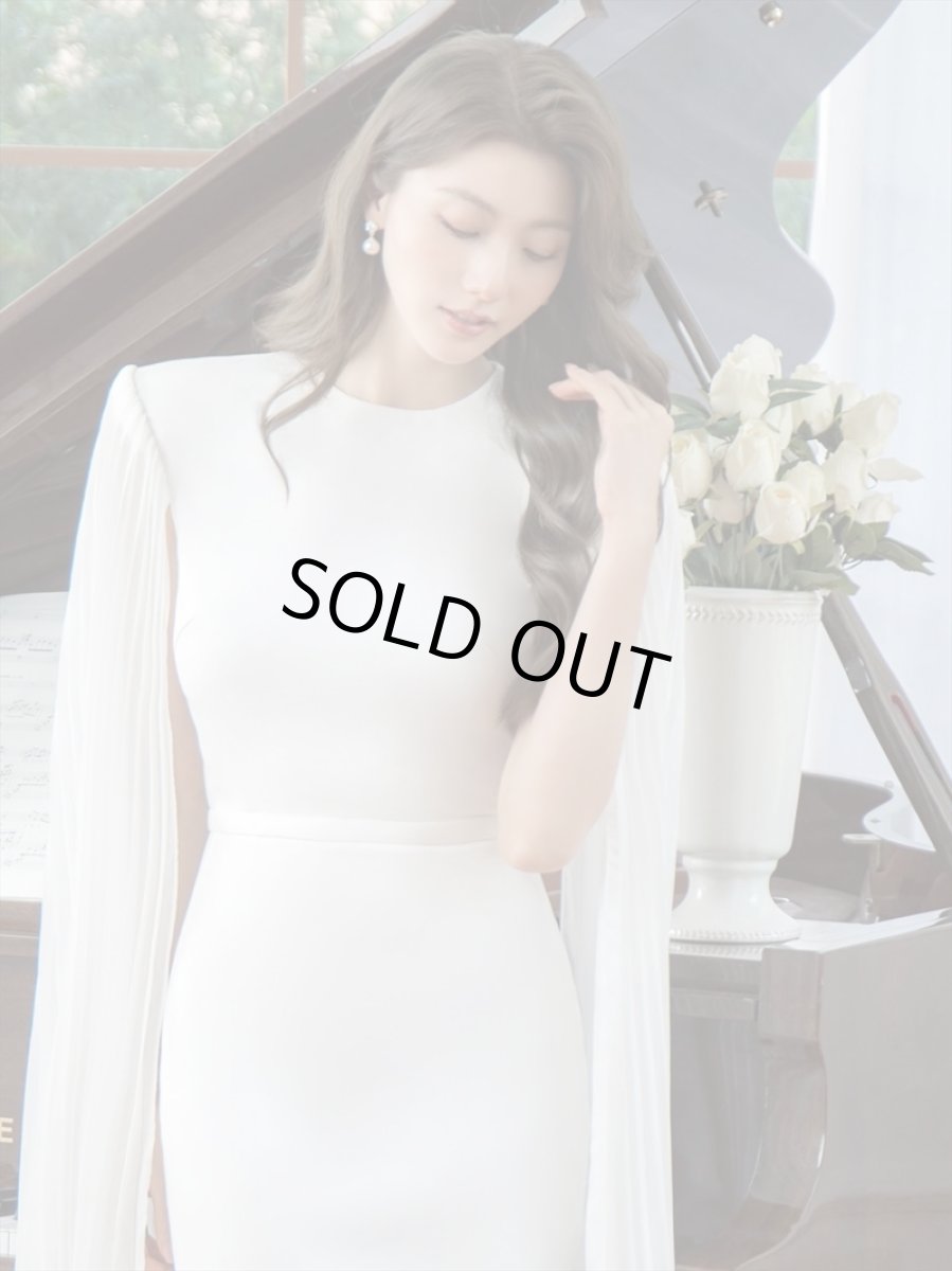 画像4: [ERUKEI/SETTAN]ホワイト・ロングスリーブ・シンプル・タイト・ミディアムドレス・ワンピース[送料無料] (4)