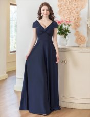 画像3: [ XS-Lサイズ / 2カラー ][ERUKEI/SETTAN]ネイビー・ホワイト・シンプル・フレンチスリーブ・上品・Aライン・ロングドレス[送料無料] (3)