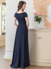 画像5: [ XS-Lサイズ / 2カラー ][ERUKEI/SETTAN]ネイビー・ホワイト・シンプル・フレンチスリーブ・上品・Aライン・ロングドレス[送料無料] (5)