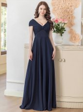 画像9: [ XS-Lサイズ / 2カラー ][ERUKEI/SETTAN]ネイビー・ホワイト・シンプル・フレンチスリーブ・上品・Aライン・ロングドレス[送料無料] (9)