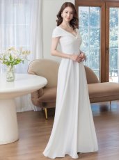 画像4: [ XS-Lサイズ / 2カラー ][ERUKEI/SETTAN]ネイビー・ホワイト・シンプル・フレンチスリーブ・上品・Aライン・ロングドレス[送料無料] (4)