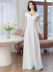 画像10: [ XS-Lサイズ / 2カラー ][ERUKEI/SETTAN]ネイビー・ホワイト・シンプル・フレンチスリーブ・上品・Aライン・ロングドレス[送料無料] (10)