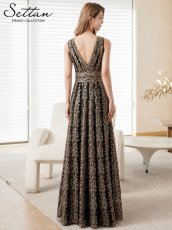 画像9: [ XS-Lサイズ / 2カラー][ERUKEI/SETTAN]Vネック・刺繍・レース・ノースリーブ・Aライン・セクシー・ロングドレス[送料無料] (9)