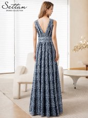 画像3: [ XS-Lサイズ / 2カラー][ERUKEI/SETTAN]Vネック・刺繍・レース・ノースリーブ・Aライン・セクシー・ロングドレス[送料無料] (3)