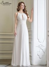 画像2: [ERUKEI/SETTAN]レッド・ホワイト・イエロー・胸元カット・ビジュー・エレガント・Aライン・ロングドレス[送料無料] (2)