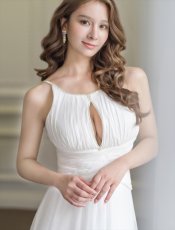 画像8: [ERUKEI/SETTAN]レッド・ホワイト・イエロー・胸元カット・ビジュー・エレガント・Aライン・ロングドレス[送料無料] (8)