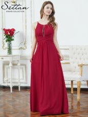 画像3: [ERUKEI/SETTAN]レッド・ホワイト・イエロー・胸元カット・ビジュー・エレガント・Aライン・ロングドレス[送料無料] (3)