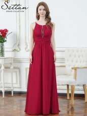 画像11: [ERUKEI/SETTAN]レッド・ホワイト・イエロー・胸元カット・ビジュー・エレガント・Aライン・ロングドレス[送料無料] (11)