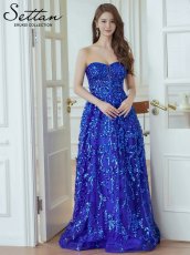 画像6: [ERUKEI/SETTAN]ロイヤルブルー・ベア・ビスチェ・Aライン・フレア・スパンコール・刺繍・ロングドレス[送料無料] (6)