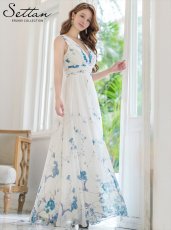 画像3: [ERUKEI SETTAN]シフォン・花柄・フラワープリント・Aライン・Vネック・ノースリーブ・ロングドレス[黒木麗奈着用]《送料＆代引き手数料無料》 (3)