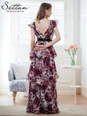 画像6: [ERUKEI/SETTAN]ベージュ×ピンク・ホワイト×ワインレッド・フラワープリント・ティアード・フリル・キュート・ロングドレス[送料無料] (6)