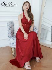 画像18: [ERUKEI/SETTAN]ピンク・ホワイト・ワインレッド・ホルターネック・エレガント・胸元レース・ラインストーン・Aライン・ロングドレス[送料無料] (18)