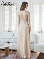 画像6: [ERUKEI/SETTAN]ベージュ・ピンク・Vネック・キャミソール・刺繍・セクシー・シアー・シースルー・Aライン・ロングドレス[送料無料] (6)