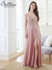 画像3: [ERUKEI/SETTAN]ベージュ・ピンク・Vネック・キャミソール・刺繍・セクシー・シアー・シースルー・Aライン・ロングドレス[送料無料] (3)