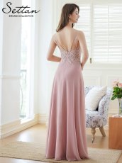 画像5: [ERUKEI/SETTAN]ベージュ・ピンク・Vネック・キャミソール・刺繍・セクシー・シアー・シースルー・Aライン・ロングドレス[送料無料] (5)