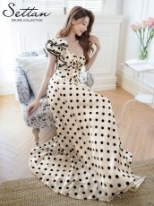 画像6: [ERUKEI/SETTAN]ベージュ×ブラック・ワンショルダー・フリル・カットアウト・スピンドル・シンプル・フリル・Aライン・ロングドレス[送料無料] (6)