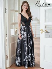 画像3: [ERUKEI/SETTAN]薔薇・花柄・プリント・サテン・セクシー・シースルー・Aライン・ロングドレス[送料無料] (3)