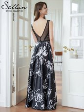 画像5: [ERUKEI/SETTAN]薔薇・花柄・プリント・サテン・セクシー・シースルー・Aライン・ロングドレス[送料無料] (5)