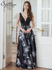 画像11: [ERUKEI/SETTAN]薔薇・花柄・プリント・サテン・セクシー・シースルー・Aライン・ロングドレス[送料無料] (11)
