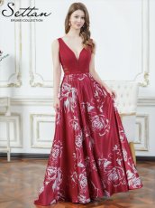 画像4: [ERUKEI/SETTAN]薔薇・花柄・プリント・サテン・セクシー・シースルー・Aライン・ロングドレス[送料無料] (4)