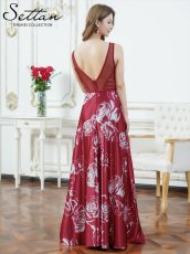 画像6: [ERUKEI/SETTAN]薔薇・花柄・プリント・サテン・セクシー・シースルー・Aライン・ロングドレス[送料無料] (6)