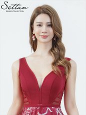 画像8: [ERUKEI/SETTAN]薔薇・花柄・プリント・サテン・セクシー・シースルー・Aライン・ロングドレス[送料無料] (8)