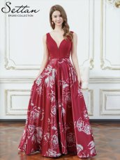 画像10: [ERUKEI/SETTAN]薔薇・花柄・プリント・サテン・セクシー・シースルー・Aライン・ロングドレス[送料無料] (10)