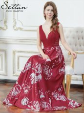 画像12: [ERUKEI/SETTAN]薔薇・花柄・プリント・サテン・セクシー・シースルー・Aライン・ロングドレス[送料無料] (12)