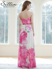 画像5: [ XS-Lサイズ / 2カラー ][ERUKEI/SETTAN]ベアトップ・スピンドル・シフォン・花柄・プリント・Aライン・ロングドレス[送料無料] (5)