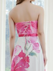 画像9: [ XS-Lサイズ / 2カラー ][ERUKEI/SETTAN]ベアトップ・スピンドル・シフォン・花柄・プリント・Aライン・ロングドレス[送料無料] (9)