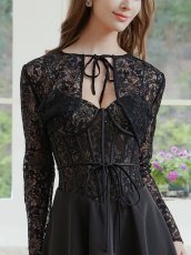 画像8: [ERUKEI/SETTAN]ホワイト・ブラック・2way・コルセット風・ボレロ・レース・スパンコール・キャミソール・Aライン・ミニドレス・ワンピース[送料無料] (8)