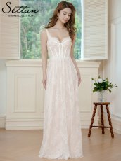 画像2: [ XS-Lサイズ / 1カラー][ERUKEI/SETTAN]総レース・コルセット風・ビーズ スパンコール刺繡・エレガント・Aライン・ロングドレス[送料無料] (2)