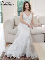 画像6: [ERUKEI/SETTAN]ノースリーブ・Vネック・パール・ビーズ・スパンコール・刺繡・チュールレース・タイト・マーメイド・ロングドレス[送料無料] (6)