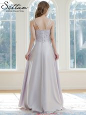 画像3: [ERUKEI]シルバー・キャミソール・ラインストーン・刺?・レース・エレガント・Aライン・ロングドレス[送料無料] (3)