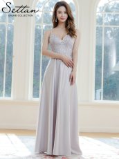 画像5: [ERUKEI]シルバー・キャミソール・ラインストーン・刺?・レース・エレガント・Aライン・ロングドレス[送料無料] (5)