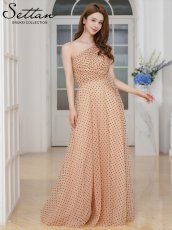 画像8: [一部カラーSALE品のため返品不可＆再入荷なしの現品限り][ XS-Lサイズ / 3カラー ][ERUKEI/SETTAN]ワンショルダー・ハートドット・チュールレース・ハイウエスト・Aライン・ロングドレス[送料無料] (8)