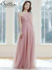 画像2: [ XS-Lサイズ / 2カラー ][ERUKEI/SETTAN]ワンショルダー・ハートドット・チュールレース・ハイウエスト・Aライン・ロングドレス[送料無料] (2)