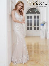 画像2: [ERUKEI]スパンコール・刺繍・チュールレース・タイト・高級感・エレガント・マーメイド・ロングドレス[送料無料] (2)