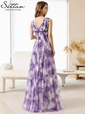 画像3: [ XS-Lサイズ / 1カラー][ERUKEI/SETTAN]プリント・花柄・チュールレース・シアー・ギャザー・Vネック・ノースリーブ・Aライン・ロングドレス[送料無料] (3)