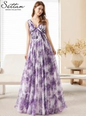 画像5: [ XS-Lサイズ / 1カラー][ERUKEI/SETTAN]プリント・花柄・チュールレース・シアー・ギャザー・Vネック・ノースリーブ・Aライン・ロングドレス[送料無料] (5)