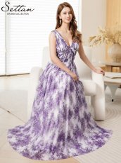 画像6: [ XS-Lサイズ / 1カラー][ERUKEI/SETTAN]プリント・花柄・チュールレース・シアー・ギャザー・Vネック・ノースリーブ・Aライン・ロングドレス[送料無料] (6)