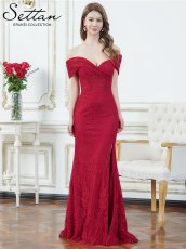 画像10: [ XS-Lサイズ / 2カラー][ERUKEI/SETTAN]ホワイト・レッド・総レース・シアー・オフショルダー・コルセット風・スリット・マーメイド・ロングドレス[送料無料] (10)