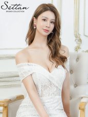 画像4: [ XS-Lサイズ / 2カラー][ERUKEI/SETTAN]ホワイト・レッド・総レース・シアー・オフショルダー・コルセット風・スリット・マーメイド・ロングドレス[送料無料] (4)